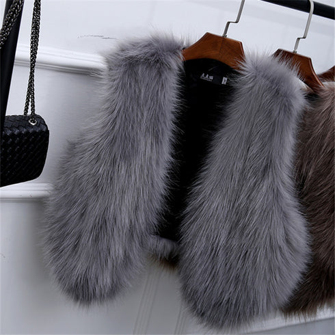 Faux Fox Fur Short Slim Waistcoat - ROUTINE FASHION